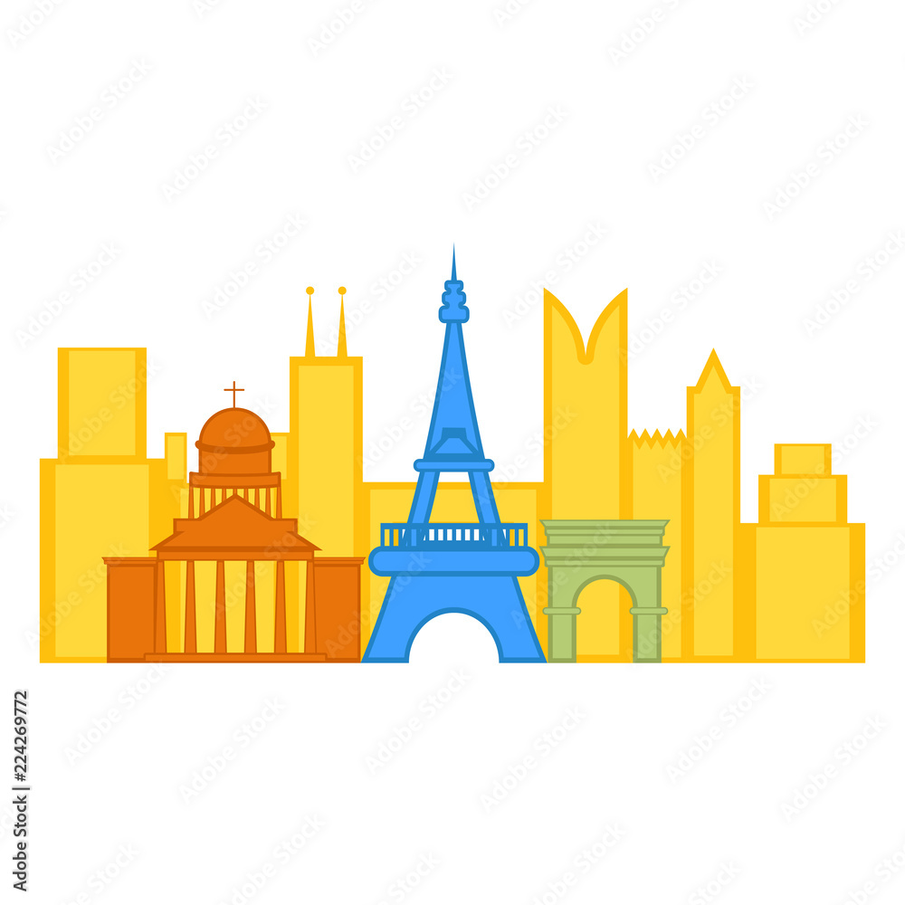 Colored cityscape of Paris