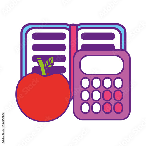 calculator math with apple and notebook