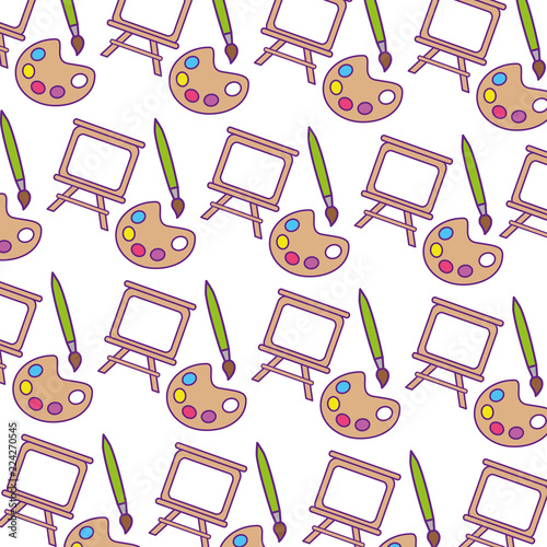 colors pallette with brush and canvas pattern