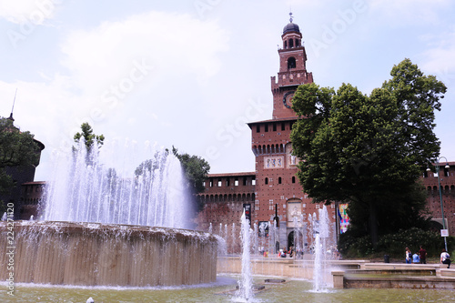 Fountain Sforza Castle in Milan, Italy