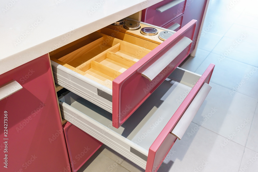Openable Drawer Opened kitchen drawer with plates inside, a smart solution for kitchen ...