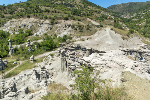 Landscape with rock formation The Stone Dolls of Kuklica near town of Kratovo, Republic of Macedonia photo