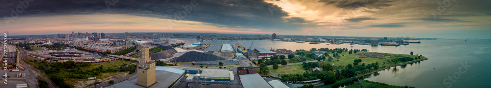 Panorama of Baltimore harbor with Fort Mc Henry national monument