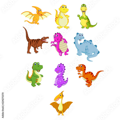the collection of the little dinosaur with the different species   