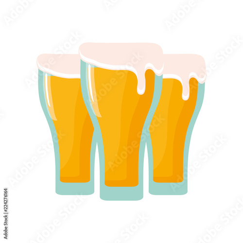 three beer glasses larger drink foam