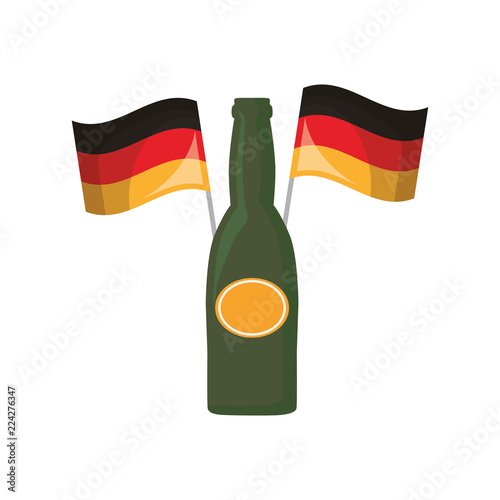 oktoberfest beer bottles and germany flags