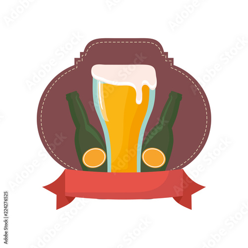 beer bottle and glass foam cold drink