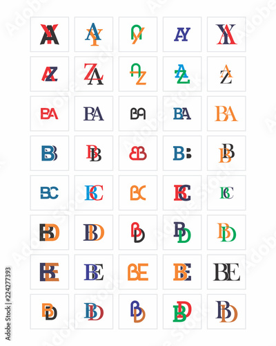mixed typography alphabet typeset typeface logotype font image vector icon set