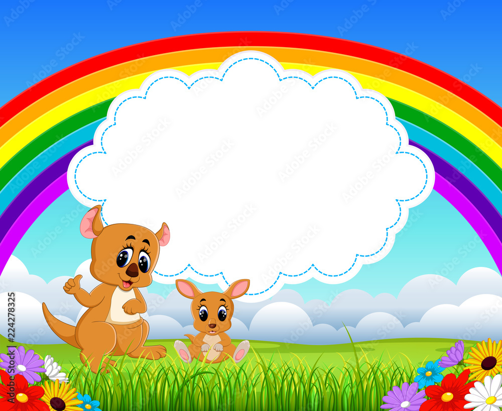 the nature view with the cloud board blank space and a little kangaroo with her mom
the nature view with the cloud board blank space and a little kangaroo with her mom