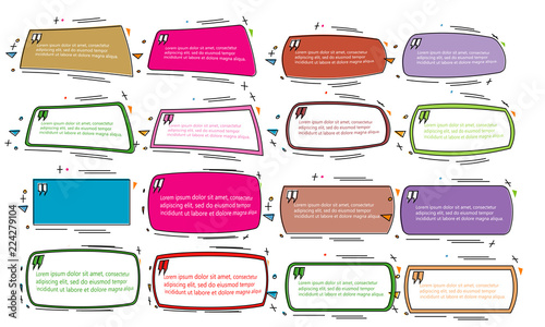 set of geometric quote boxes bubble talk quotation frame vector