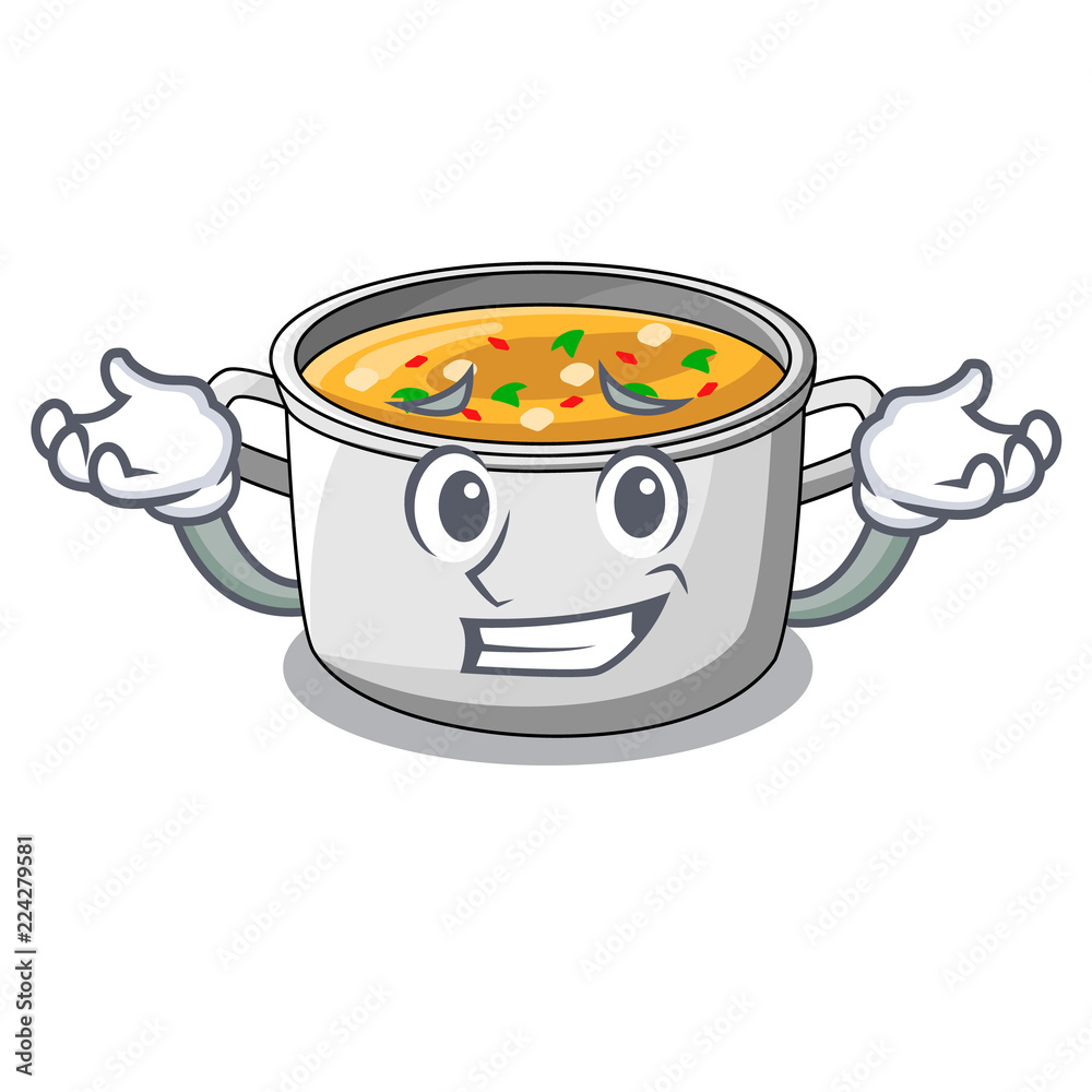 Grinning cartoon chicken soup pot for dinner Stock Vector | Adobe Stock