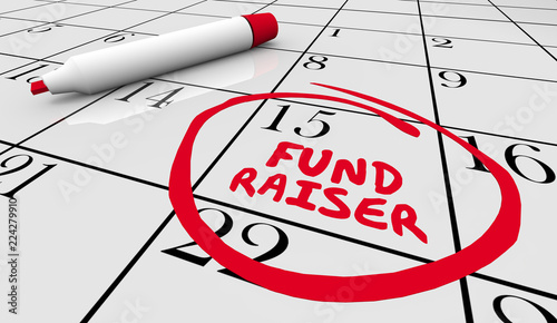 Calendar Fundraiser Circle Word 3d Illustration
