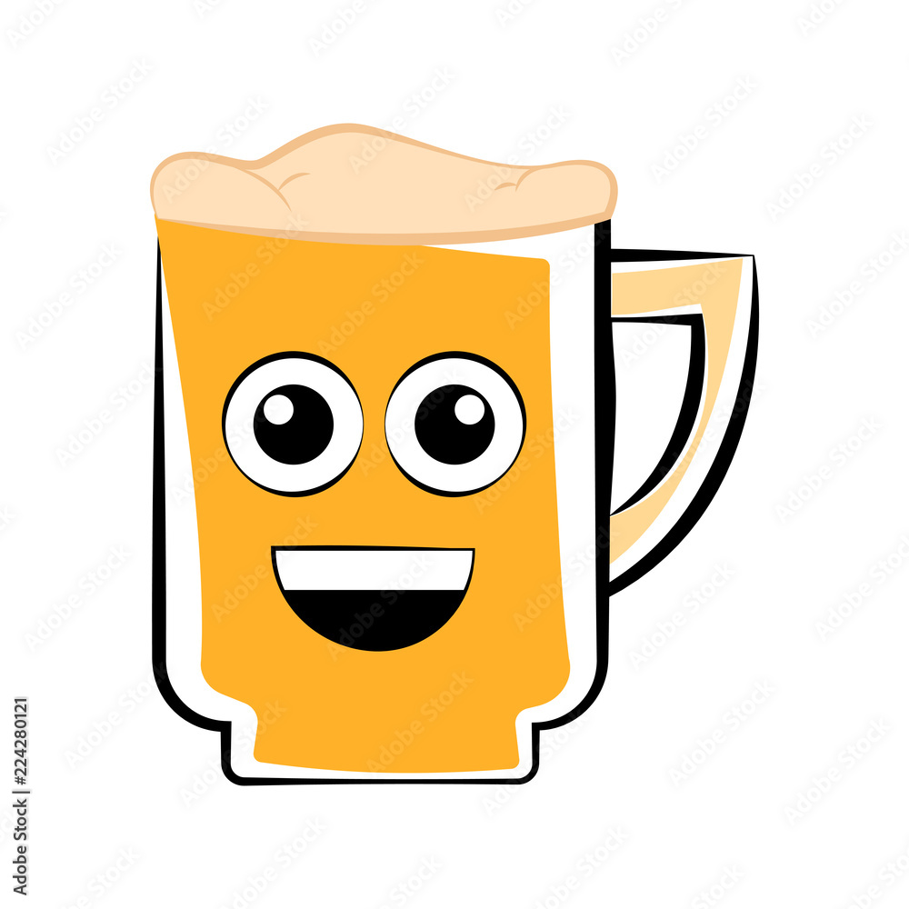 Colored happy beer mug icon Colored happy beer mug icon