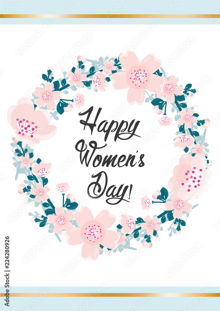 Happy Mother’s Day vector illustration with fresh flowers, greeting card. Flowers in circled frame.. Happy Mother’s Day vector illustration with fresh flowers, greeting card. Flowers in circled frame..