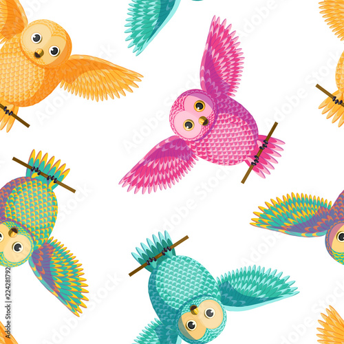 Seamless vector owl pattern