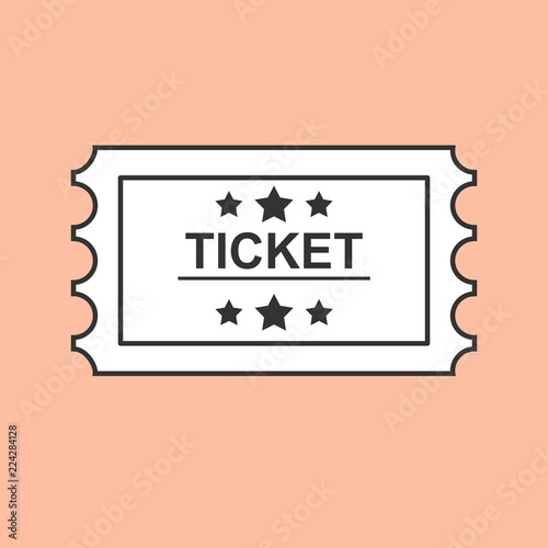 Ticket line art. Outline ticket icon. Stock flat vector illustration.