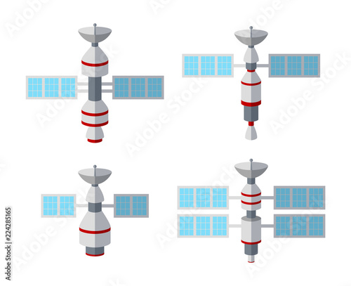 Set of satellite icon isolated on white background
