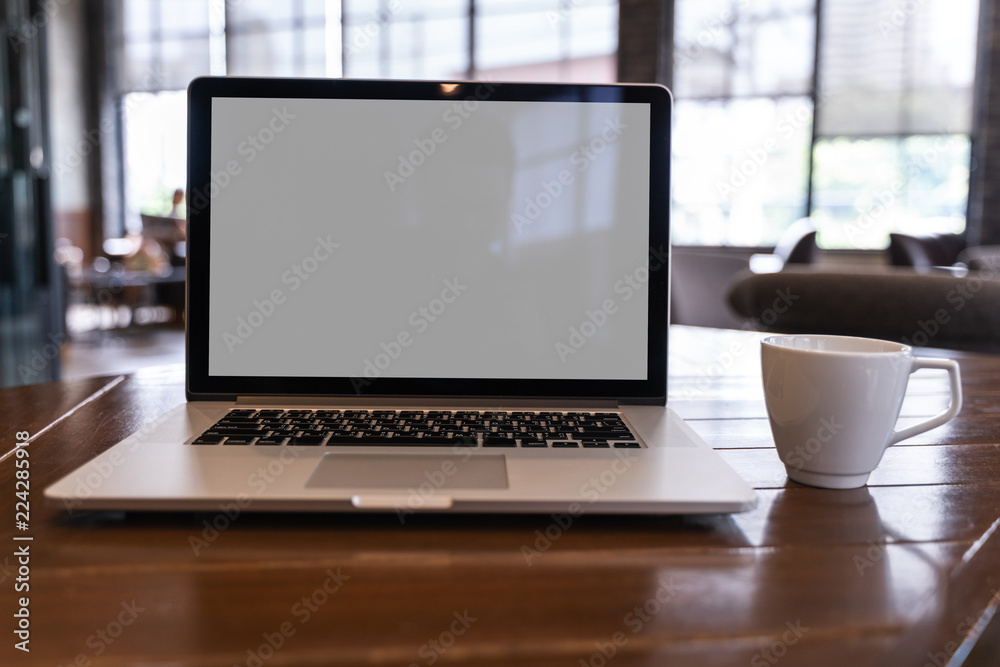 mock up Using laptop with blank screen computer modern mock up Using laptop with blank screen computer modern