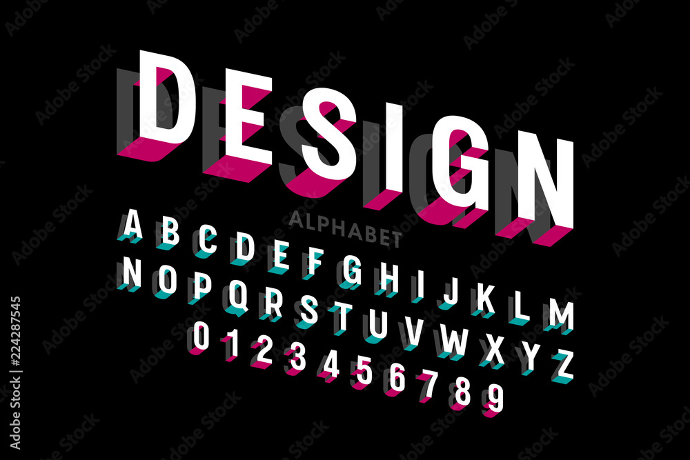 Modern font design, alphabet letters and numbers