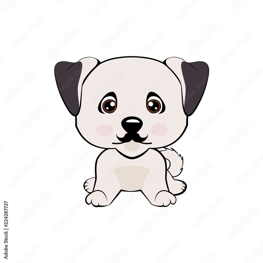 Icon dog breed dog. The puppy has a curvy mustache