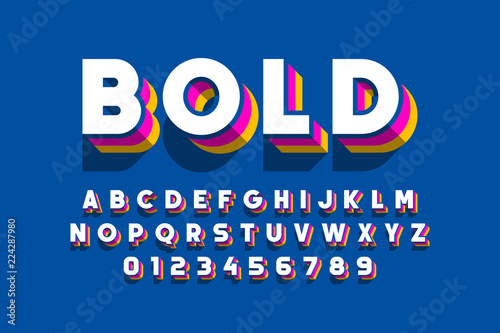 Modern bold font design, alphabet letters and numbers