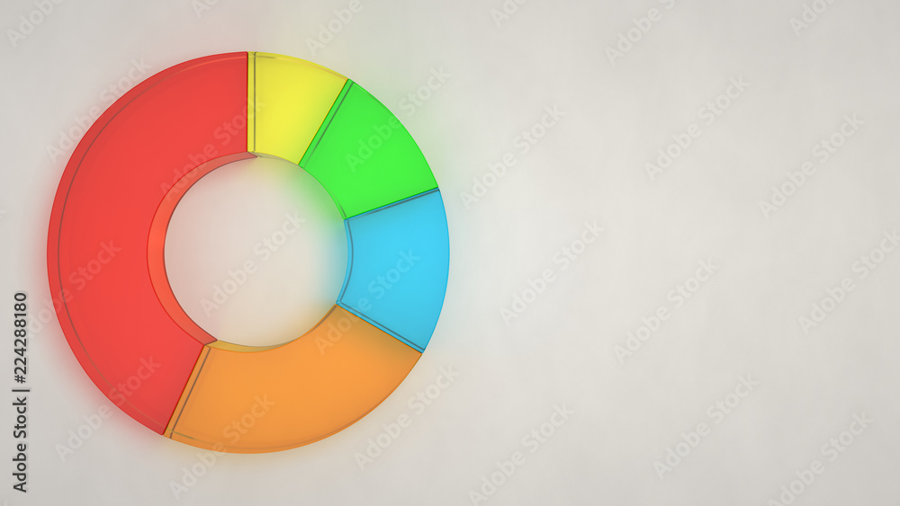 Glass ring pie chart on white background Glass ring pie chart on white background