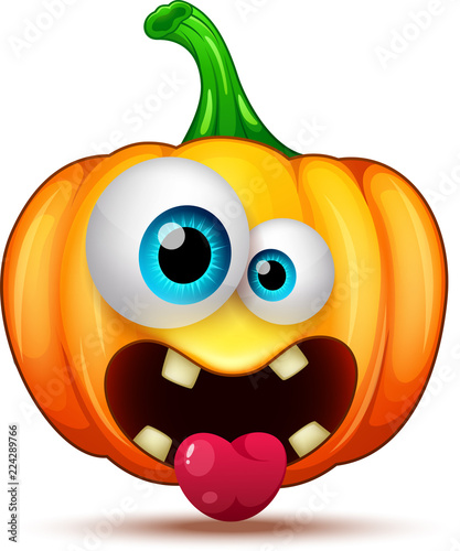Cute, funny, crazy pumpkin characters. Halloween cartoon emoticon