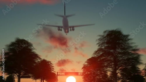 Airplane Arriving to Porto Santo Airport to Portugal photo