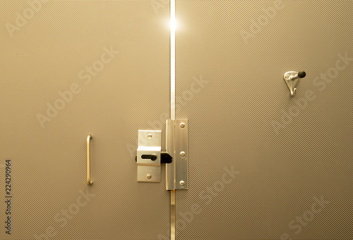 Gold Finished Bathroom Door Assembly Hooks Handle and Latch