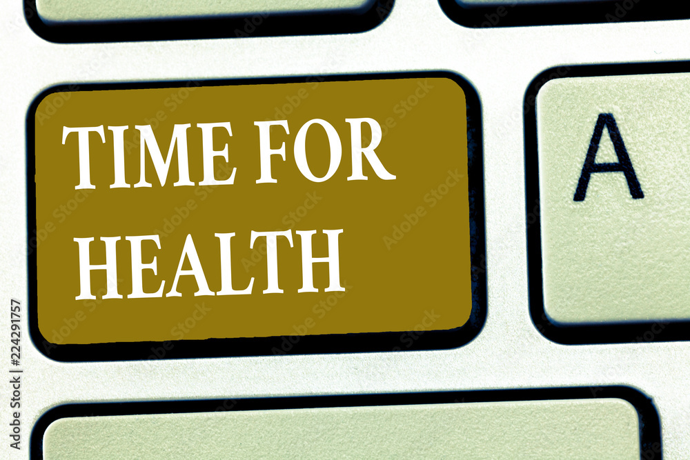 Fototapeta premium Text sign showing Time For Health. Conceptual photo encouraging someone to start eating healthy food do sport.