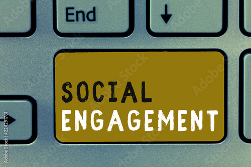 Wallpaper Mural Writing note showing Social Engagement. Business photo showcasing Degree of engagement in an online community or society. Torontodigital.ca
