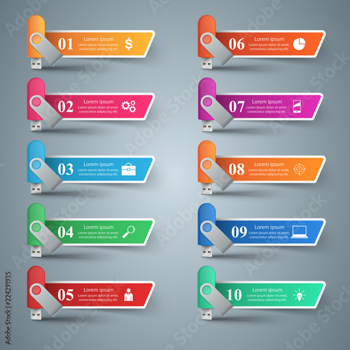 Flash color usb - business infographic. Vector eps 10