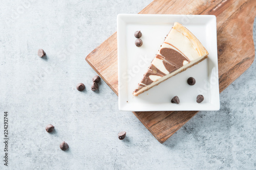 chocolate swirl cheesecake slice