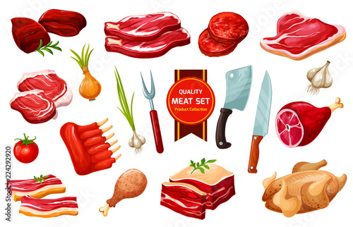Meat and poultry with cutlery, vegetables
