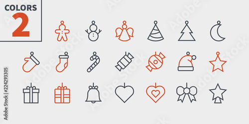 Toys on the Christmas tree Pixel Perfect icons Well-crafted Vector Thin Line Icons 48x48 Ready for 24x24 Grid for Web Graphics and Apps. Part 2 Colors 2