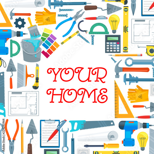 Tools, repair and house maintenance icons