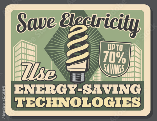 Save electricity fluorescent lamp, vector