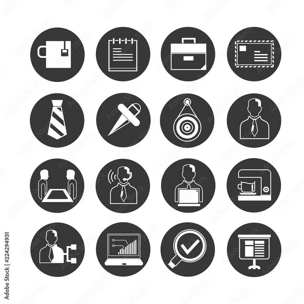 office icon set in circle buttons office icon set in circle buttons