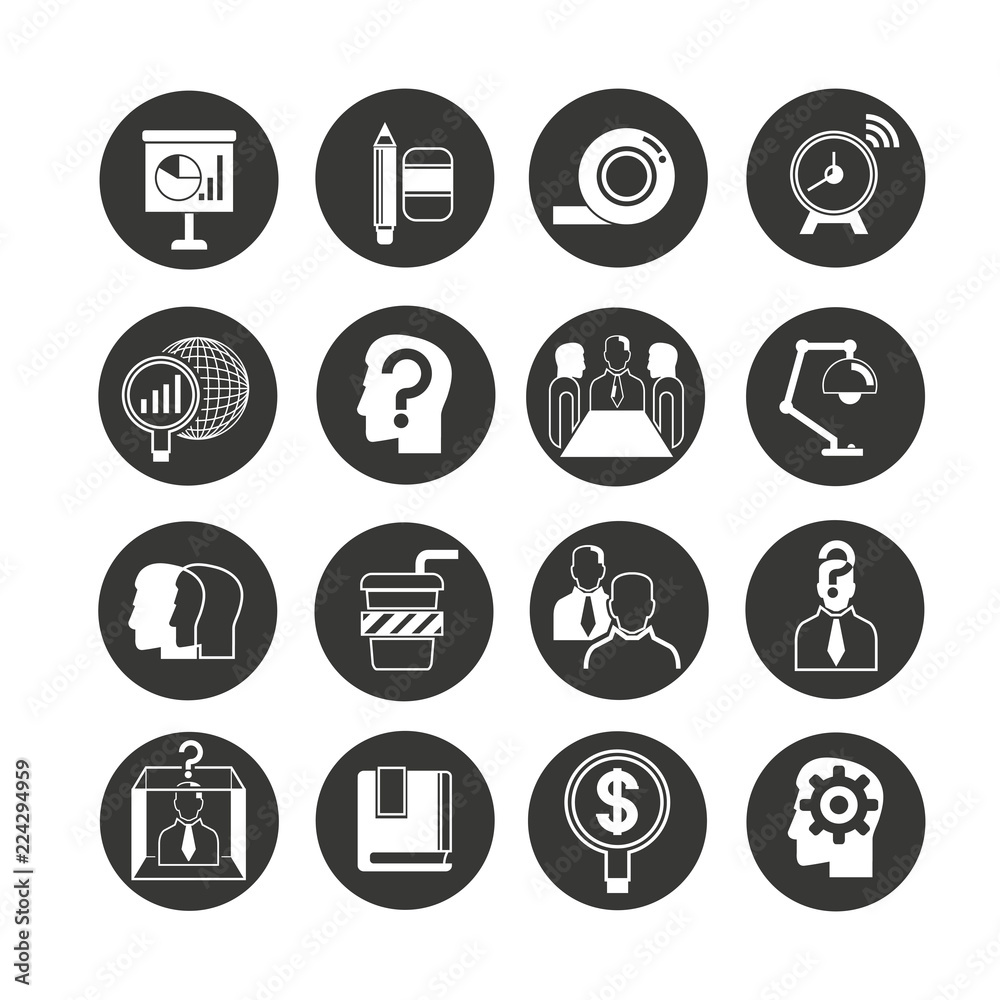 Fototapeta premium office icon set in circle buttons