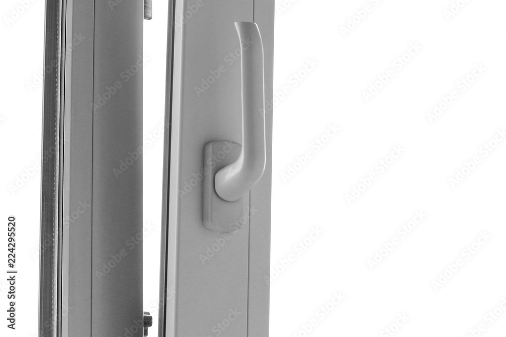 Open white plastic window. Close up. Isolated on white background Open white plastic window. Close up. Isolated on white background