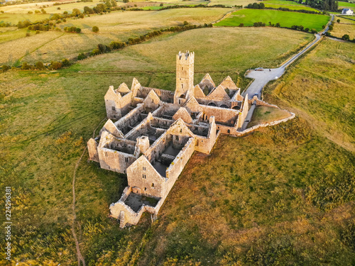 Aerial view of Ross Errilly Friary at Dusk photo