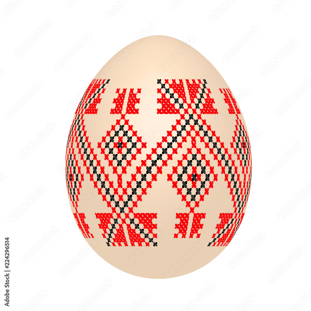 the easter egg with ukrainian cross-stitch ethnic pattern. pysanka ornament. isolated vector. the easter egg with ukrainian cross-stitch ethnic pattern. pysanka ornament. isolated vector.
