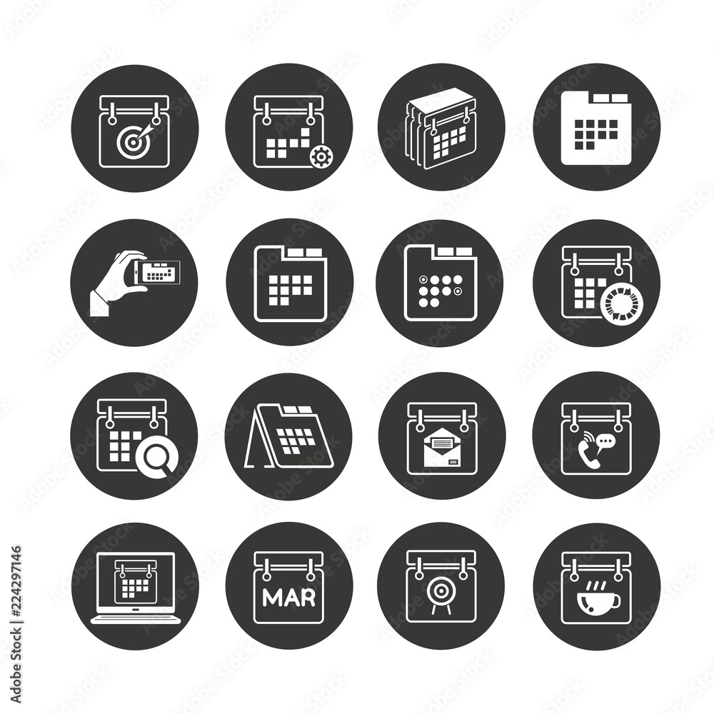 calendar icon set in circle button calendar icon set in circle button