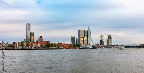 Rotterdam, Netherlands skyline and Erasmus bridge in the afternoon