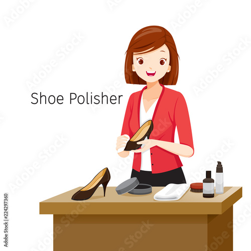 Women Polishing Her Shoes, Footwear, Fashion, Objects, Occupation, Profession, Working