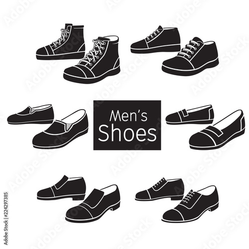 Collection Of Different Men's Shoes Pair, Monochrome, Footwear, Fashion, Objects