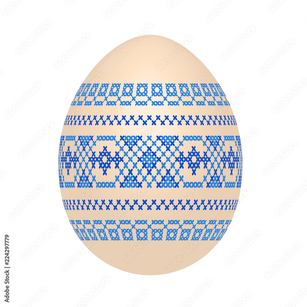 the easter egg with ukrainian cross-stitch ethnic pattern. pysanka ornament. isolated vector. the easter egg with ukrainian cross-stitch ethnic pattern. pysanka ornament. isolated vector.