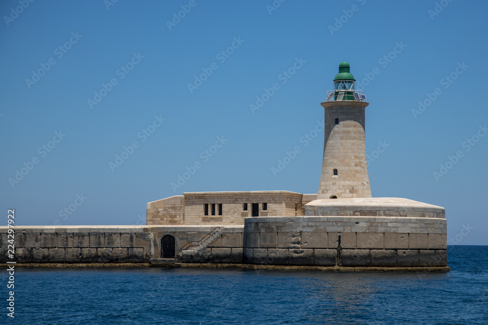 St. Elmo Leuchtturm an Valletta Hafeneinfahrt des Grand Harbour 
