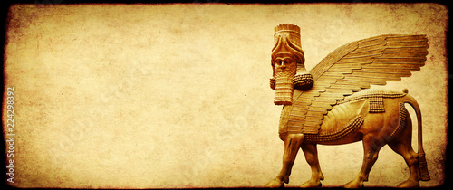 Photographie Grunge background with paper texture and lamassu