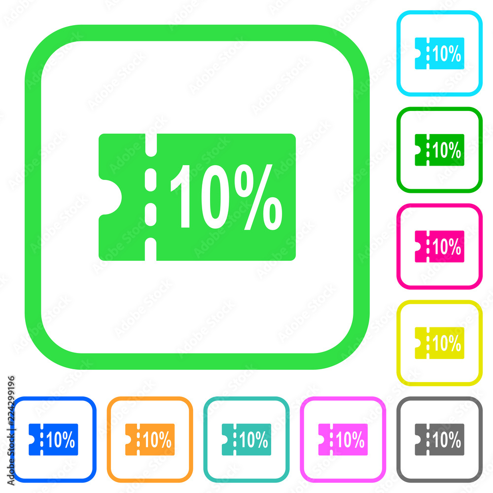 10 percent discount coupon vivid colored flat icons 10 percent discount coupon vivid colored flat icons